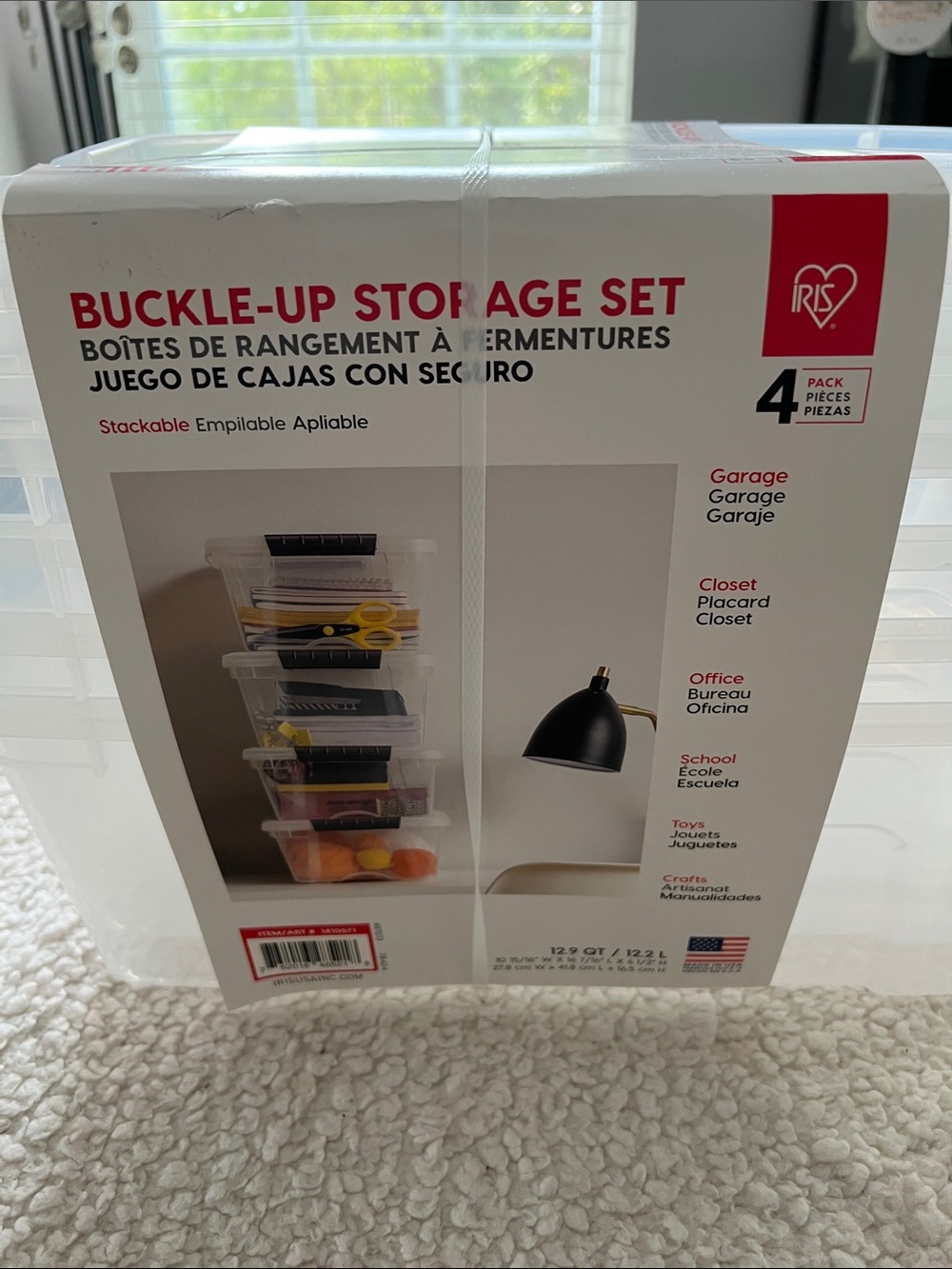iris Clear Buckle-Up Storage Set (4) with White Buckles - Clear